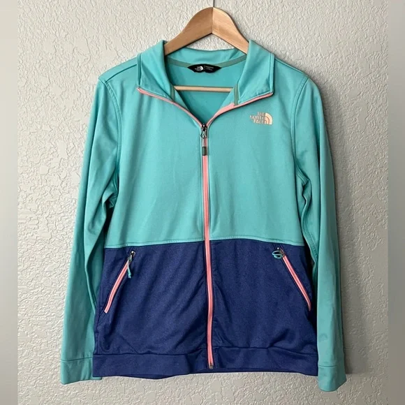 The North Face Aqua and Pink Zip-Up Jacket size large - Picture 1 of 3